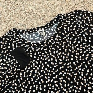 Anne Klein Black White Tan Dot Print Long Sleeve Knit Tunic Top Women's Size‎ 2X